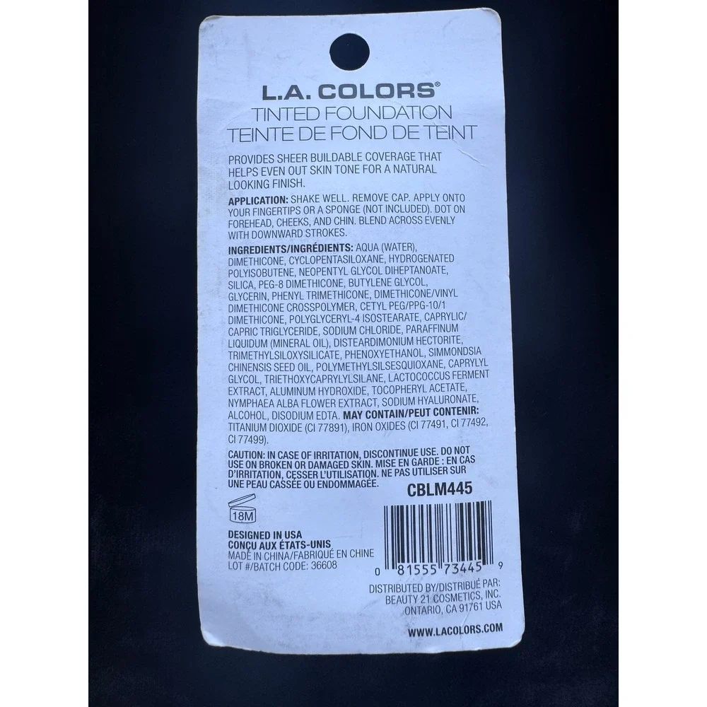 LA COLORS Natural Skin Tint Fair Beige CBLM445 Hyaluronic Acid Moisturizing 1oz